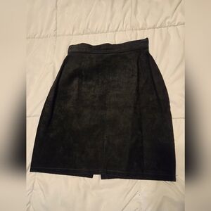 Vintage Cedar Black Suede Leather Classic Mini Skirt Sz 6 Casual Party Chic...